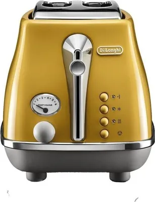Zdjęcie produktu dla DELONGHI ICONA CAPITALS Toaster 2 Scheiben  900 W  Toaster mit 3 Funktionen  Gebäckwärmer inklusive  Gelb