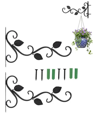 Wandhaken aus Eisen für Blumentöpfe, schwarz, 2er-Set