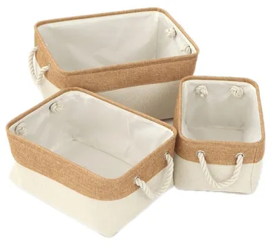 Image de Boîtes de rangement 36x26x16 cm - Boîtes de rangement - Pliables - Lot de 1 en lin - Paniers de rangement