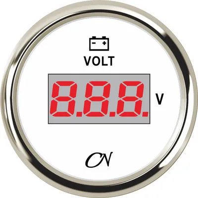 Produktbild von CN-Instrument Digital 57mm Ø Serie : weiß/chrom Voltmeter 12V