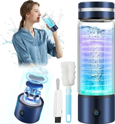 Produktbild von Wasserstoff-Wassergenerator mit PEM-SPE-Technologie, 380ml Wasserstoff Wasserflasche, 3000PPB Wasserflasche, Wasseraufbereitung in 3 Minuten, blau
