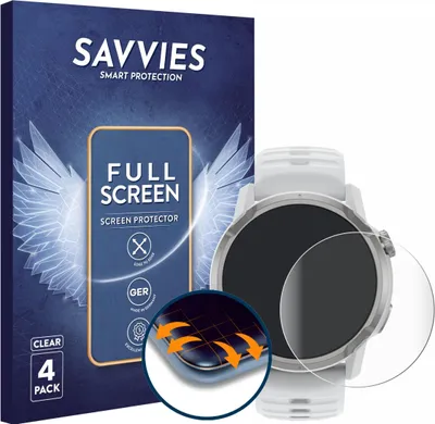 Produktbild von 4x Savvies Fullscreen Schutzfolie für Coros Apex 4 (46 mm) Displayschutz Folie Fullcover Klar Transparent