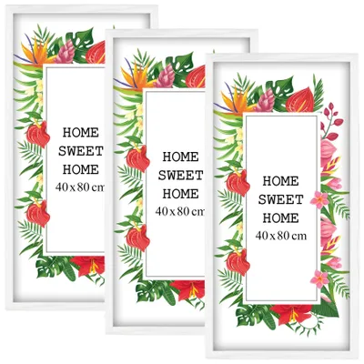 Produktbild von MG Design Set aus 3 Weiß Bilderrahmen 30 x 60 cm - Aus echtem Holz mit Acrylglas, zum Aufhängen & Aufstellen, für Fotos, Poster & Puzzle