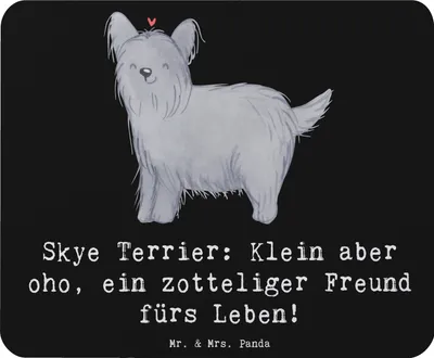 Produktbild von Mr. & Mrs. Panda Mouse Pad Skye Terrier Freund - Schwarz - Geschenk, weiches Fell, Hund, kleiner, Mauspad, Hunderassen Charakter, zotteliger fürs Leben, computermatte