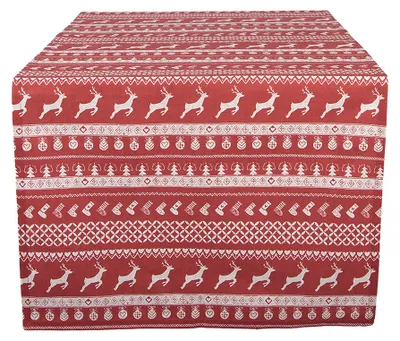 Immagine prodotto di Clayre & Eef Runner da tavola 50x140 cm, rosso, cotone, cervo