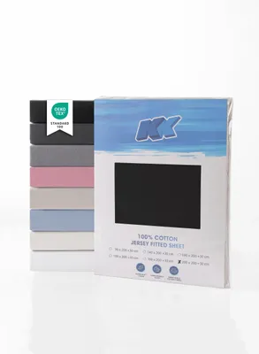 Produktbild von Jersey Spannbettlaken 100% Baumwolle 200 x 200 + 30 cm, schwarz