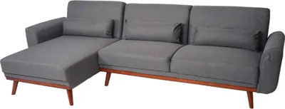 Immagine prodotto di Divano HWC-J20, divano angolare, forma a L 3 posti con superficie reclinabile funzione letto tessuto/tessuto 280cm ~ grigio antracite