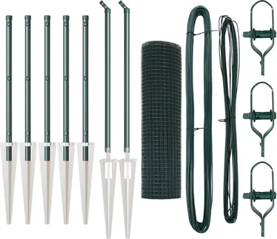 Produktbild von Möbel Zaunpfosten Set 2er Set Grün Metall 10 x 0,5 m Langlebig - Metallzäune 3352035