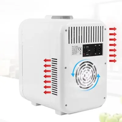 Image de Mini-réfrigérateur - 5 litres, modèle "Miroir". Mini-réfrigérateur - 12V/220V, USB, compresseur, pour voiture, dortoir, camping - Blanc