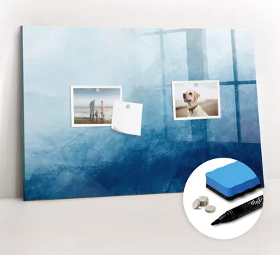 Produktbild von Magnetpinnwand Memoboard - Zubehörsatz - Schwarzer Marker + Schwamm + Magnete - 60 x 40 cm - Wasserentnahme