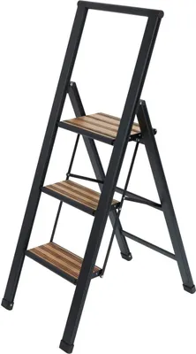 Produktbild von WENKO 3 stufig Alu Design Klapp Tritt Leiter Haushalt Steh XXL Stufen rutschfest