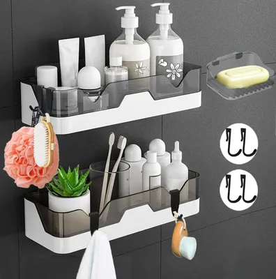 Produktbild von Duschregal 2 Stück, Bohrfrei, Wandmontierte Organizer, Für Badezimmer/Küche