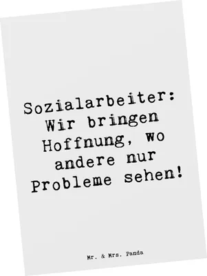 Produktbild von Mr. & Mrs. Panda Postkarte Spruch Sozialarbeiterin Hoffnungsträger - Weiß - Geschenk, Beruf, Postkarten, Familienberatung, Grußkarte, Ansichtskarte, Hoffnung, Empathie