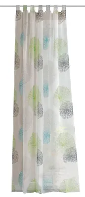 Voile-Vorhang mit Schlaufen, bedruckt, 225x140 cm, Grün