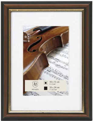 Image de Cadre photo en bois Henzo, modèle Verona, couleur marron foncé, dimensions 18x24 cm, avec passe-partout de 10x15 cm
