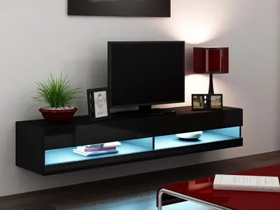 Obrázek produktu pro TV stolek 180 cm ASHTON 1 - černý / lesklý černý