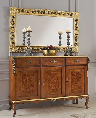 Produktbild von Casa Padrino Luxus Barock Möbel Set Braun / Gold - 1 Sideboard & 1 Wandspiegel - Barock Möbel - Luxus Qualität -  Italy