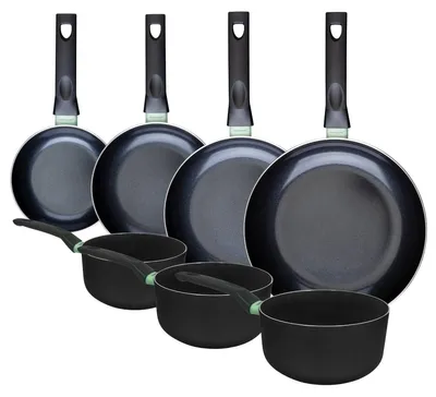 Productafbeelding van Set van 4 pannen (16, 20, 24 en 28 cm) en 3 kookpannen (16, 18 en 20 cm) van Fackelmann Brandao