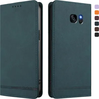 Image de Etui pour Samsung Galaxy S7 Edge, étui rétro en cuirPolyuréthaneavec support et fentes pour cartes de crédit Vert