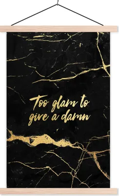 Produktbild von MuchoWow® Textilposter Zitate - Gold - Schwarz - Marmor 60x90 cm mit holzfarbenen Rahmen - Textil