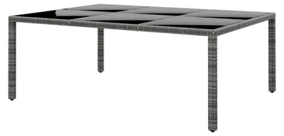 Produktbild von Gartentisch aus gehärtetem Glas und Polyrattan, Grau, 200 x 150 x 75 cm
