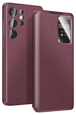 Produktbild von Avizar, Smart View Etui mit Kartenfach für Galaxy S26 Ultra, Bordeaux