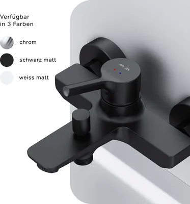 Produktbild von AM.PM Badewannenarmatur Wannenarmatur Schwarz Einhebelmischer Wandmontage Bad Messing Badewannen Armaturen