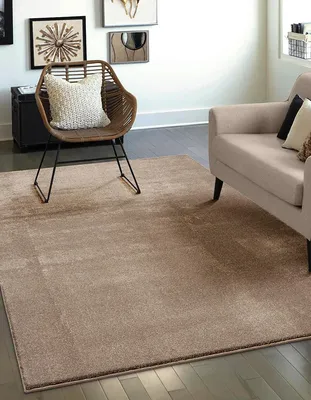 Wohnzimmerteppich, weich, niedrigflorig, 120 cm, rund, taupe