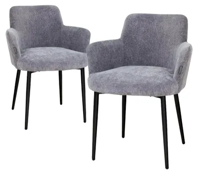 Produktbild von Esszimmerstuhl, Vollpolsterstuhl mit Stoffbezug, Metallgestell, komfortabel, geeignet für Esszimmer und Wohnzimmer, grau (2er Set)