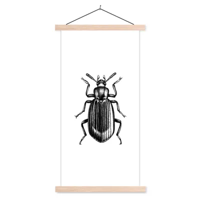 Produktbild von MuchoWow® Textilposter Käfer - Tiere - Vintage 60x120 cm mit holzfarbenen Rahmen - Holz