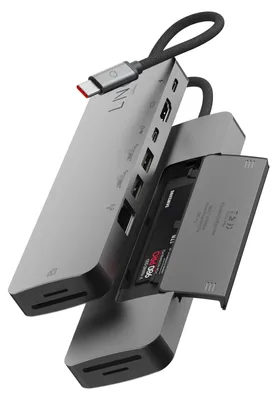 Image de LINQ Connects Hub Pro Studio 9 en 1 USB-C 10Gbps Multiport avec Power Delivery, HDMI 4K, SSD NVMe M.2, Lecteur de carte SD4.0 et Ethernet 2.5