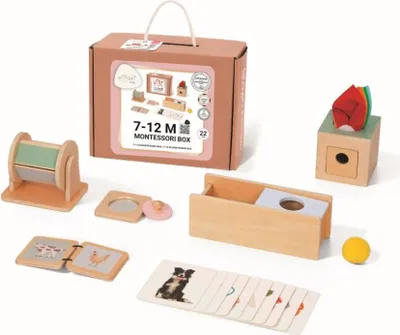 Immagine prodotto di eliNeli Set di giocattoli Montessori per bambini 7-12 mesi - scatola educativa