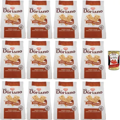 Produktbild von Doria Doriano Crackers Integrali Vollkorn Salzgebäck gesalzen kekse 12x 700 g + Italian Gourmet polpa 400g