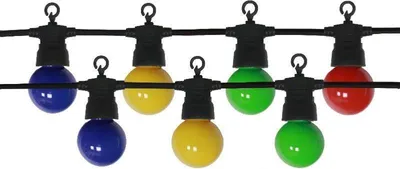 Image de Guirlande Guinguette LED 8M 10pcs 3W IP65 Multicolore - Câble Noir