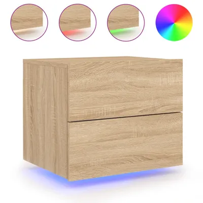 Immagine prodotto di Comodino a parete con luci LED Rovere Sonoma
