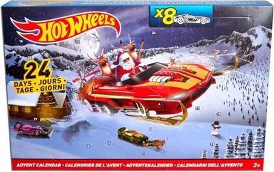 Produktbild von Mattel Hot Wheels Adventskalender inkl. 8 Autos + Zubehör Kalender Weihnachten