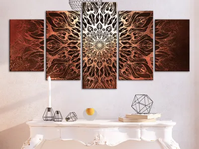 Produktbild von Akustikbild Mandala 200x100 cm Bilder Akustikschaum Hochleistungsschallabsorber Schallschutz Leinwand 5 tlg Wandbild Raumakustik Schalldämmung Orient p-A-0029-b-o