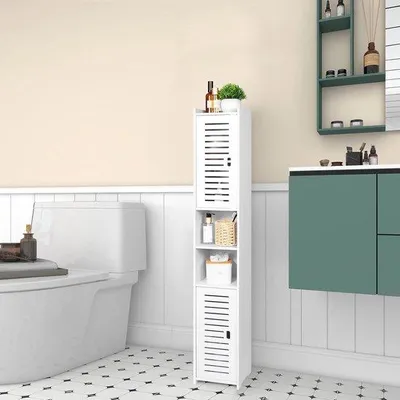 Image de Cabine de douche étanche - 1 pièce - blanche - 26 x 22 x 118 cm