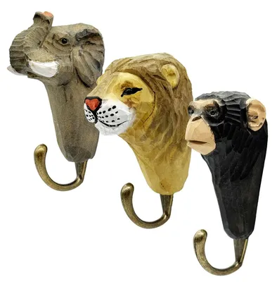 Immagine prodotto di Set di 3 ganci a forma di animali da appendere alla parete, ideali per la cameretta dei bambini