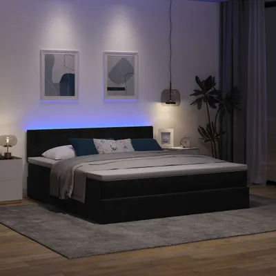 Produktbild von Maison Exclusive - Ottoman-Bett mit Matratze & LEDs Schwarz 180x200 cm Samt