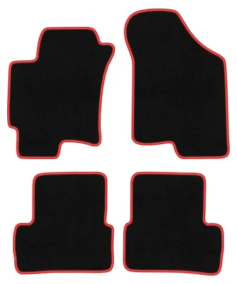 Zdjęcie produktu dla Dywaniki samochodowe welurowe CARLUX-RED do: Hyundai Coupe II GK (2001-2008, coupe) czarne z czerwonym obszyciem, z mocowaniami