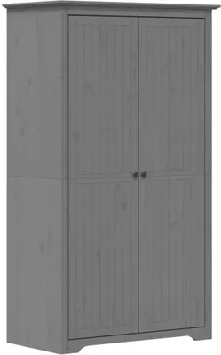 A full-shot studio image of a gray wooden wardrobe.