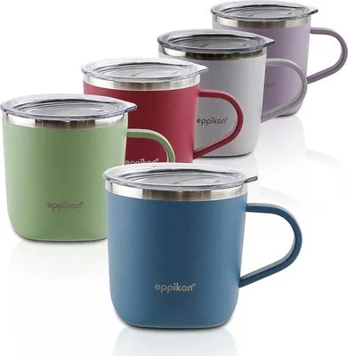 Produktbild von Famanu Thermobecher 220 ml - Blau, mit Deckel für Kaffee und Tee
