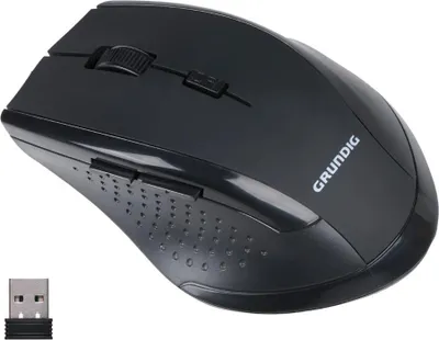 Obrázok produktu pre Myš Grundig Wireless 2,4 GHz - Bezdrôtová myš s prijímačom USB a 3 nastaveniami DPI - Myš Plug & Play pre notebook a PC - Tiché klikanie - čierna