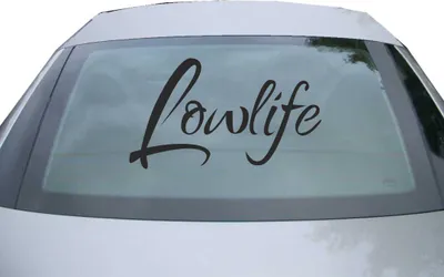 Produktbild von Indigos UG - Aufkleber Heckscheibe & Motorklappe DE2441 - schwarz - 600x347 mm - Lowlife - Auto Scheiben Fenster Heckklappe Tuning Racing JDM - Die cut