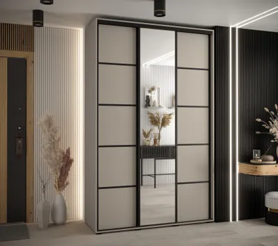 Obrázok produktu pre Šatníková skriňa INDIRA 5 - 160/60 cm, kašmír / čierna