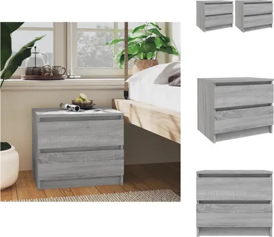 Immagine prodotto di vidaXL Comodini 2 pz. Grigio Sonoma 50x39x43,5 cm Materiale a base di legno - Comodini