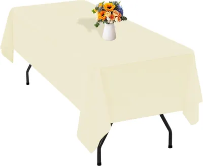 Zdjęcie produktu dla Obrus poliestrowy, beżowy, prostokątny, 152x320 cm, nadający się do prania, idealny na przyjęcia
