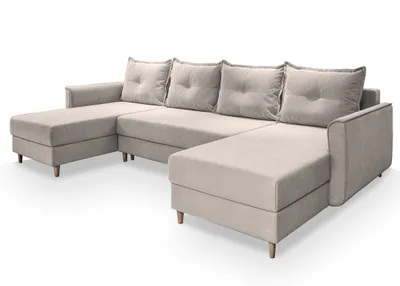 Produktbild von Masseno Ecksofa VERNI mit Schlaffunktion U-Form, Sofa mit Bettkasten, Wohnzimmersofa, Couch, Soffa, Bettsofa, Couchgarnitur- Beige, PAROS 02