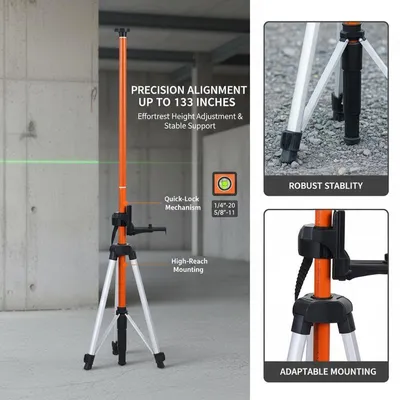 Productafbeelding van Laserwaterpas met statief, hoogteverstelling, lichtgewicht aluminium, zilverkleurig